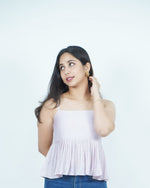 Mughee Lavender Breeze Peplum Crop Top