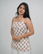 Mughee Floral Print Square Neck Spaghetti Strap White