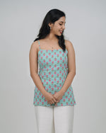 Mughee Floral Print Square Neck Spaghetti Strap Mint Green