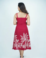 Tropical Bloom A-Line Midi Dress Red