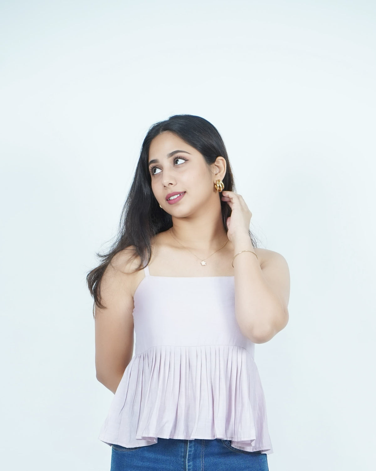 Mughee Lavender Breeze Peplum Crop Top